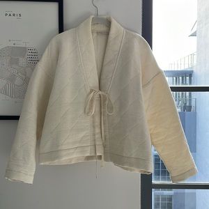 Zara Home Quilted Kimono Sweater Jacket - ecru - size small